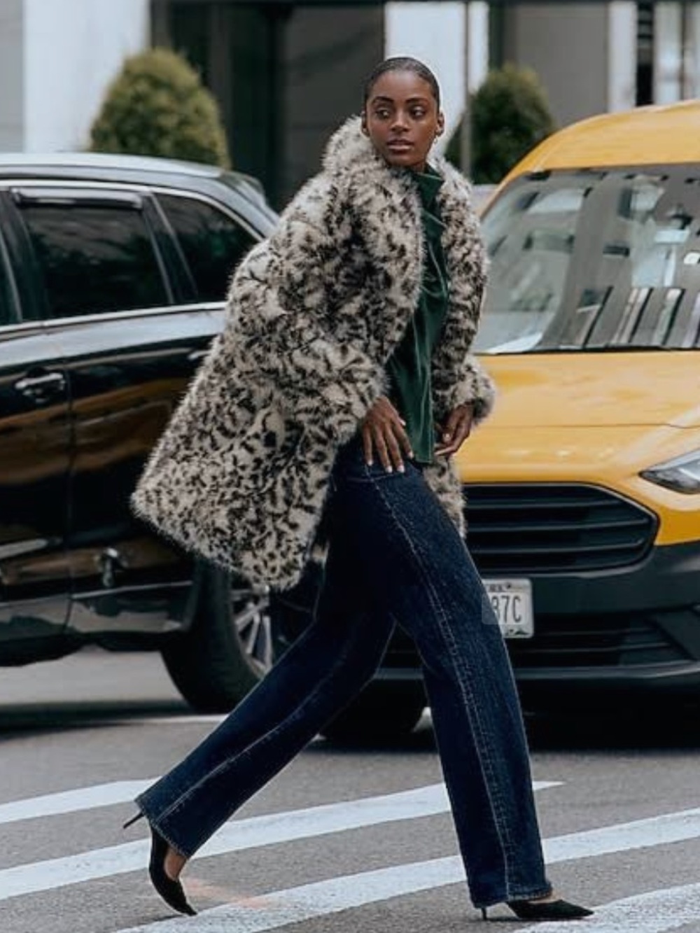 Express Women’s Leopard Faux Fur Mid Length Coat $70.00 Size Small New With Tags